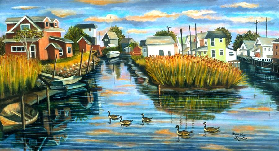 Boat Painting - Sunset In Hamilton Beach by Madeline  Lovallo
