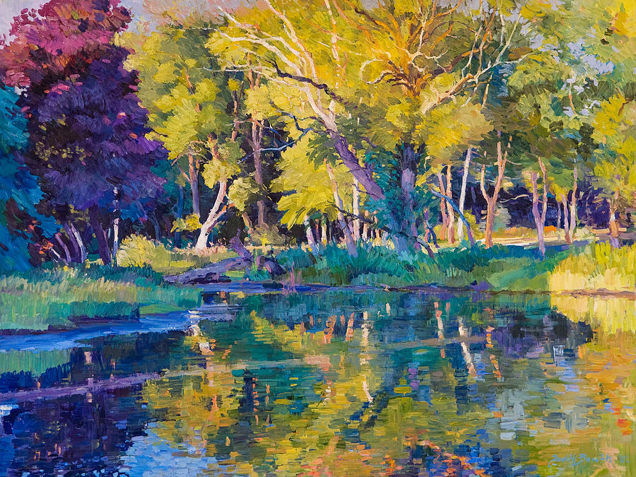 Sunset in Hinsdale Park Painting by Judith Barath