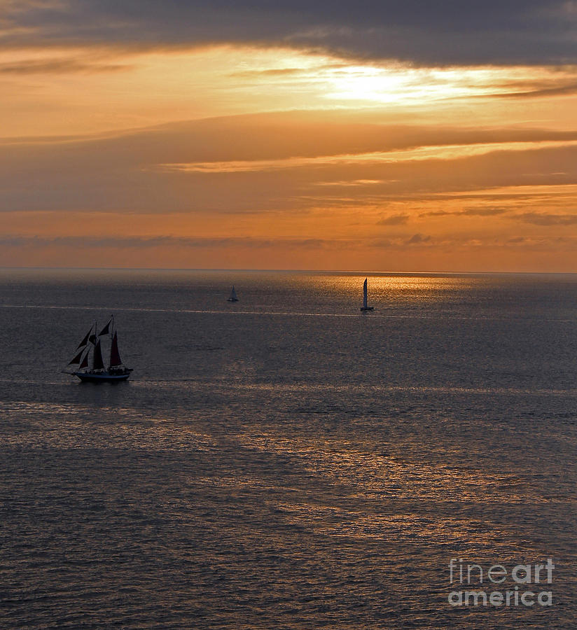 Sunset Photograph - Sunset in Key West by Kathy DesJardins