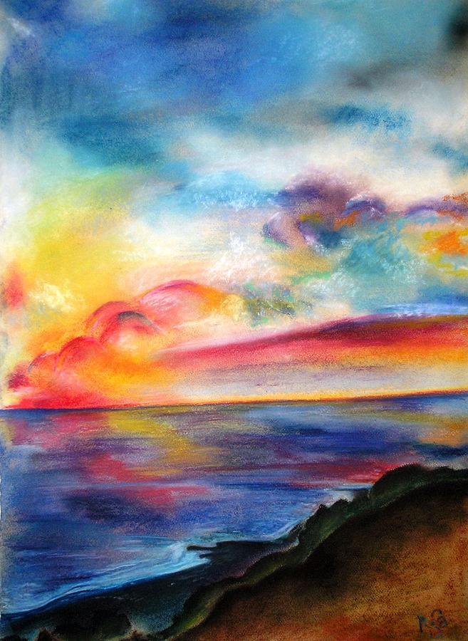 Sunset Drawing - Sunset in Kullaberg by Rosa Garcia Sanchez