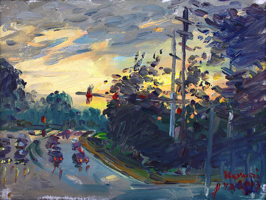 Sunset in Military Highway Norfolk VA Painting by Ylli Haruni