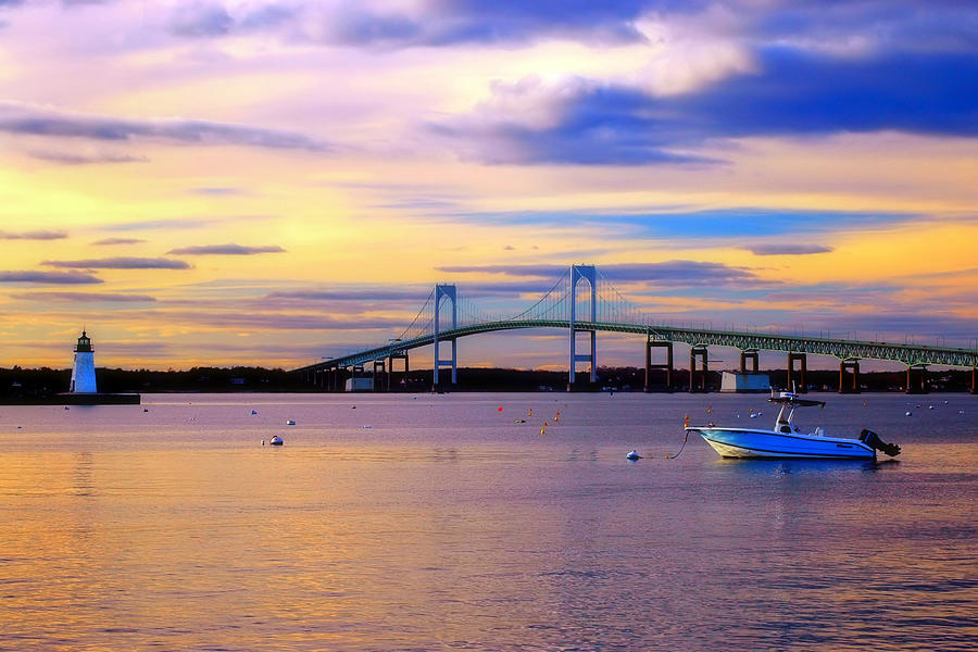 Bridge Photograph - Sunset in Newport by Joann Vitali