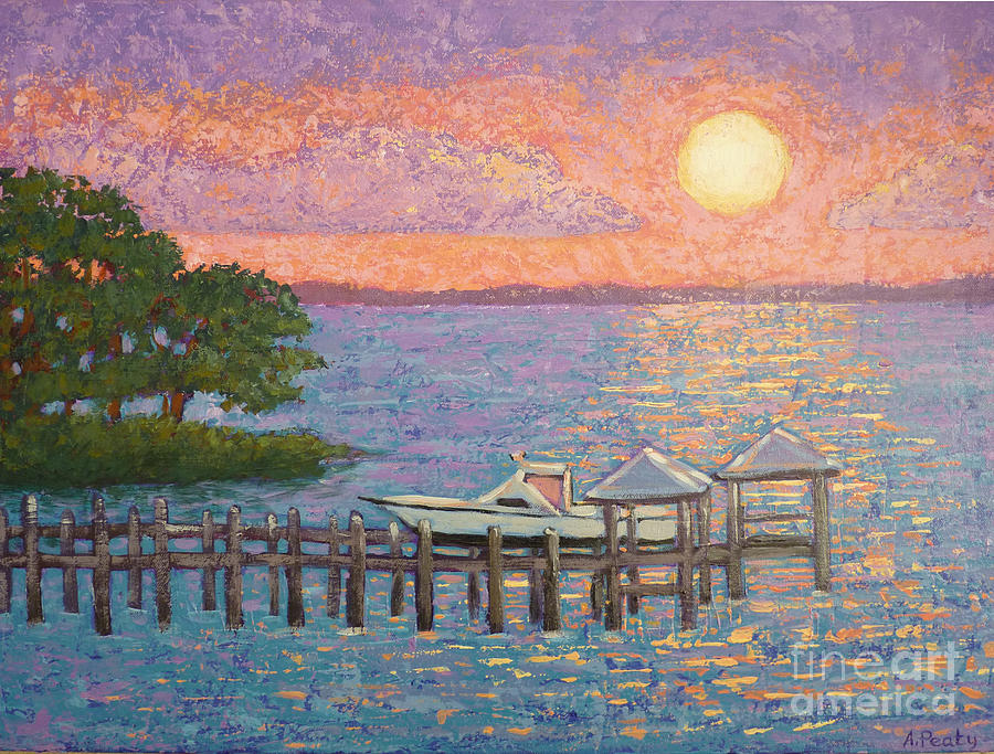 Sunset in Pink Painting by Audrey Peaty