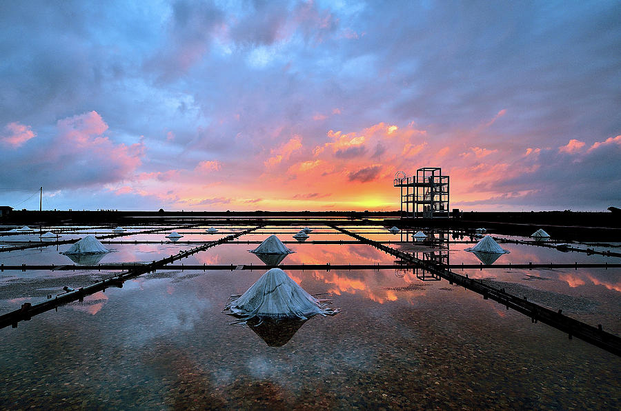 Sunset In Taiwan Tainan Salt Field Photograph by Teni mr