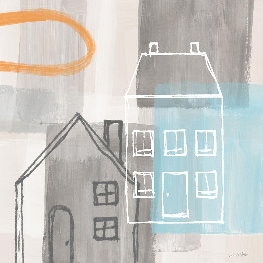 Abstract Painting - Sunset in The City by Linda Woods Abstract Painting - Sunset in The City by Linda Woods