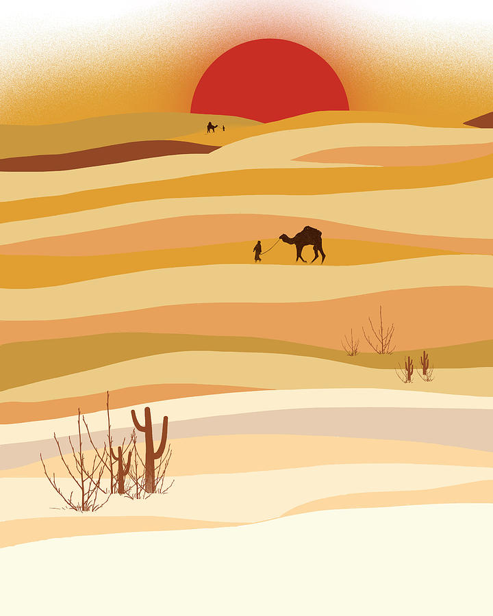Camel Photograph - Sunset in the desert by Neelanjana Bandyopadhyay