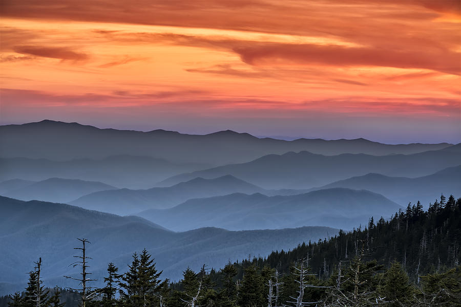 Sunset in the Smokies Photograph by Eduard Moldoveanu