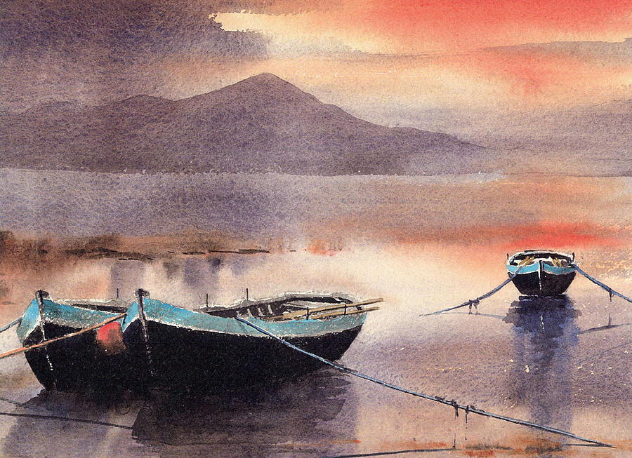 Sunset in the West Painting by Val Byrne