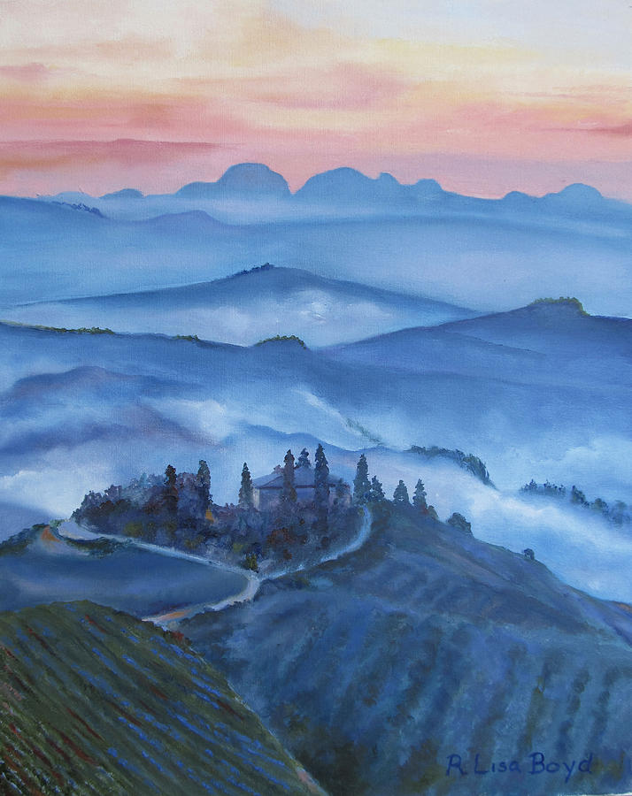 Sunsets in Tuscany Italy Painting by Lisa Boyd