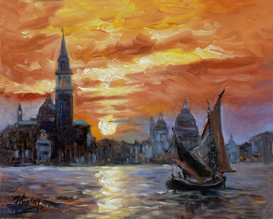 Sunset in Venice. San Giorgio Painting by Irek Szelag