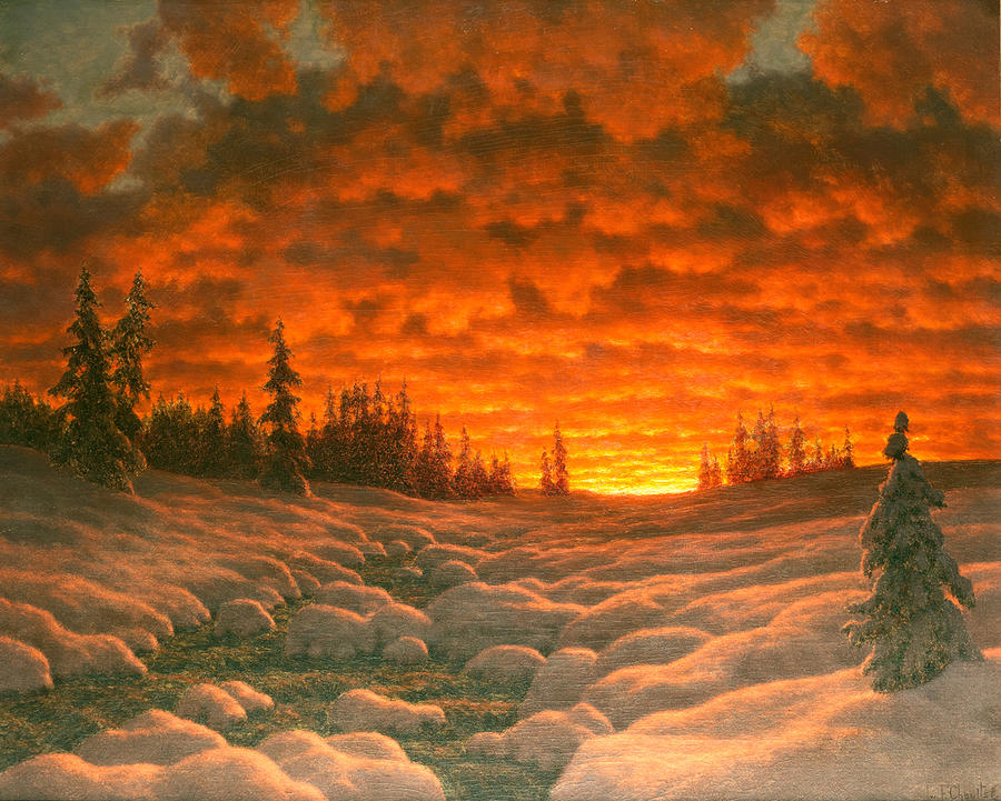 Sunset in Winter Painting by Ivan Fedorovich Choultse