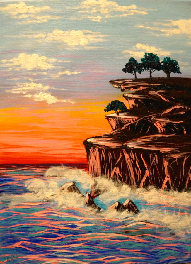 sunset island painting