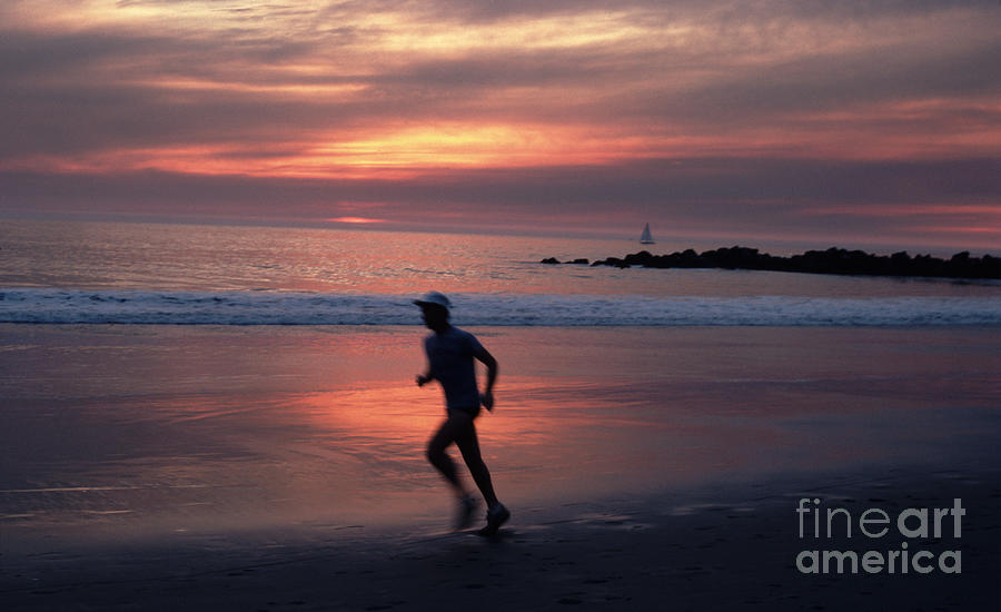 Sunset Jog Venice Beach Photograph by Tom Wurl