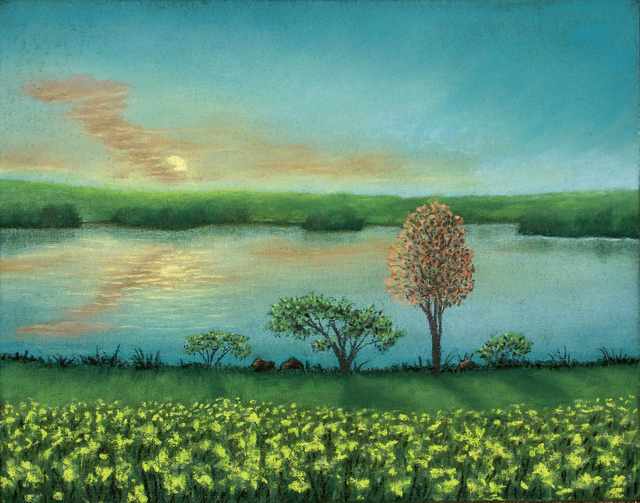 Sunset Lake B Pastel by Michael Heikkinen