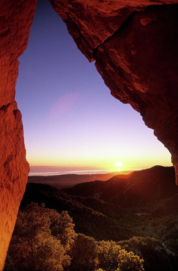 Sunset Photograph - Sunset Landscape Framed  By Rock Faces by Kevin Steele