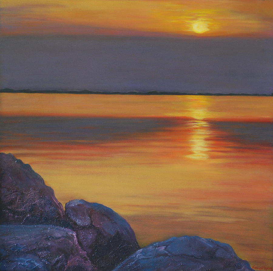 Sunset Lignano Sabbia Doro Italy Painting by Stella Marin