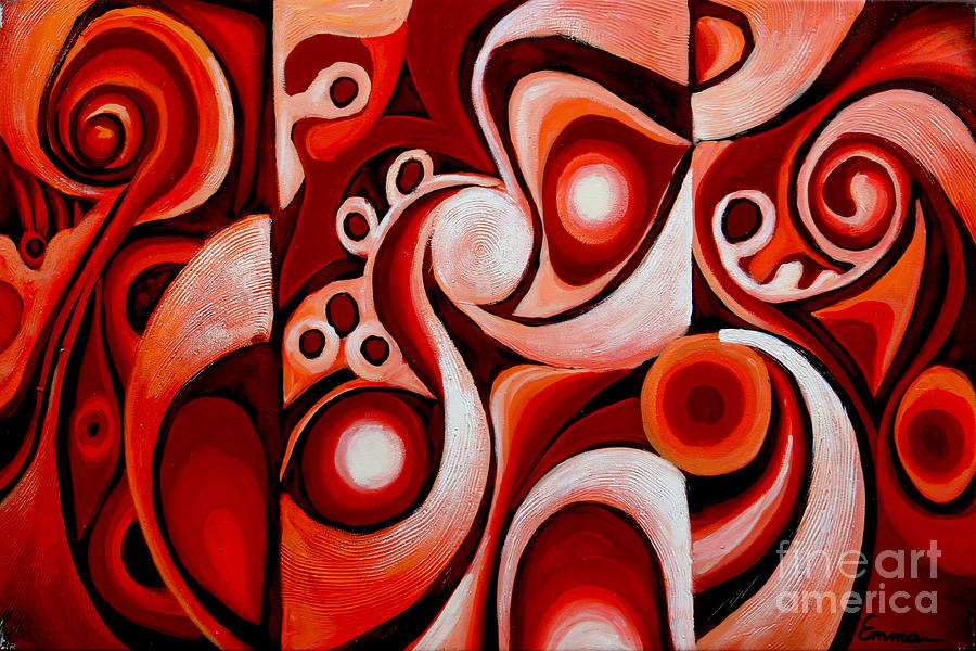 Sunset Love - Abstract Oil Painting Original Modern Contemporary Art House  Wall Deco Painting by Emma Lambert