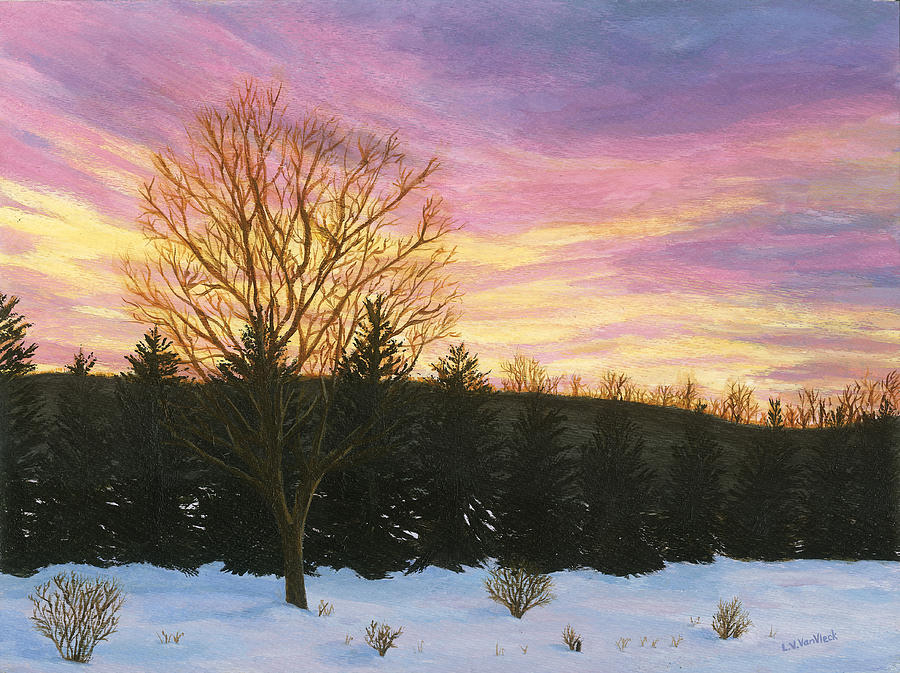 Sunset Painting by Lucinda VanVleck