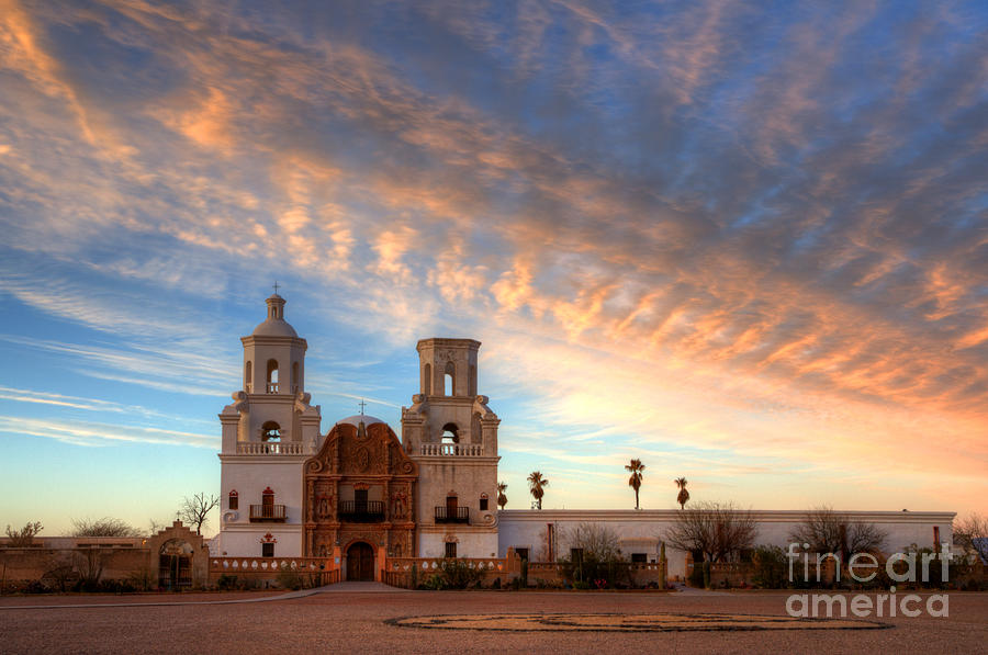 Architecture Photograph - Sunset Majesty Mission San Xavier Del Bac by Bob Christopher