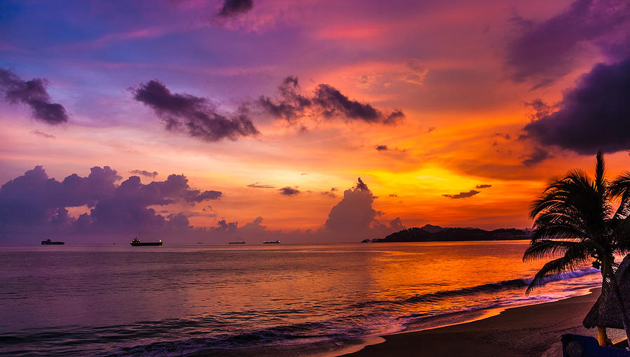 Sunset Manzanillo Bay Photograph by Tommy Farnsworth
