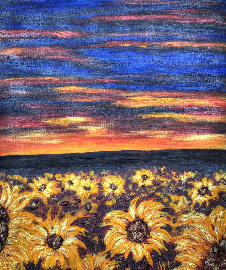 Sunset Meadows Painting by Amy Mathews