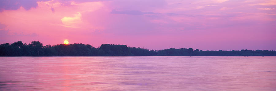 Sunset Photograph - Sunset Mississippi River Memphis Tn Usa by Panoramic Images
