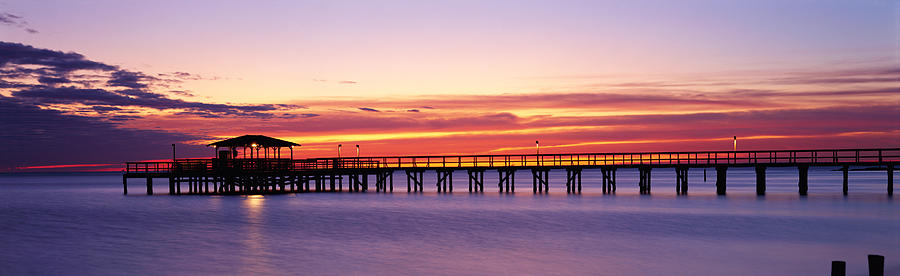 Sunset Photograph - Sunset Mobile Pier Al Usa by Panoramic Images