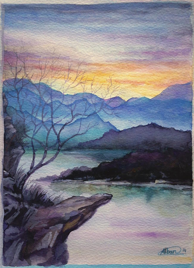 Sunset Montains Painting