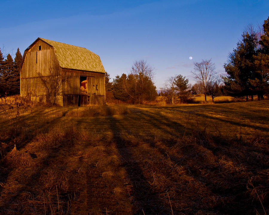 Sunset Moon Rise on the farm Photograph by LeeAnn McLaneGoetz McLaneGoetzStudioLLCcom