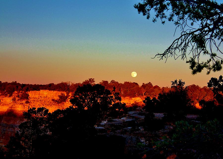 Sunset Moonrise On The Canyon Photograph by Marcia Breznay