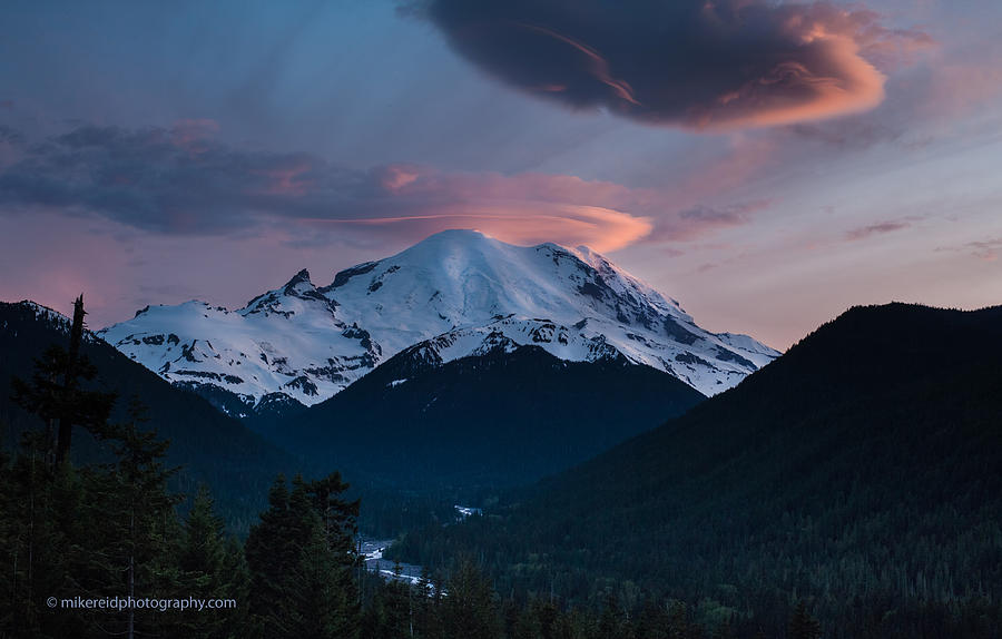 Sunset Mount Rainier Photograph by Mike Reid