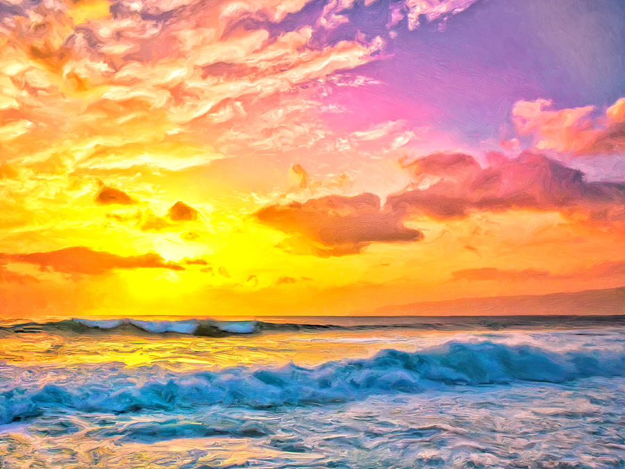 Sunset Near Hapuna Beach Painting by Dominic Piperata - Fine Art America
