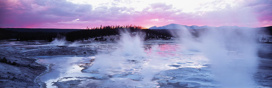 Yellowstone National Park Photograph - Sunset, Norris Geyser Basin, Wyoming by Panoramic Images