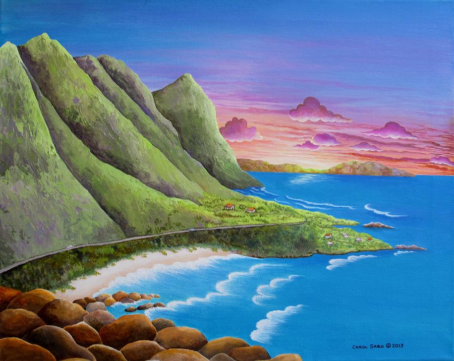 Sunset Oahu Hawaii Painting by Carol Sabo