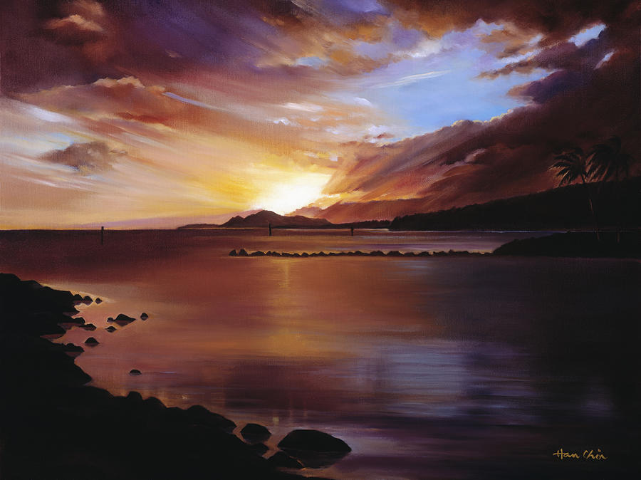 Sunset of Hawaii Kai Painting by Han Choi - Printscapes