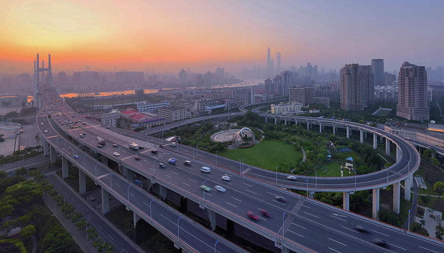 Sunset Of Shanghai Photograph by Wei Fang