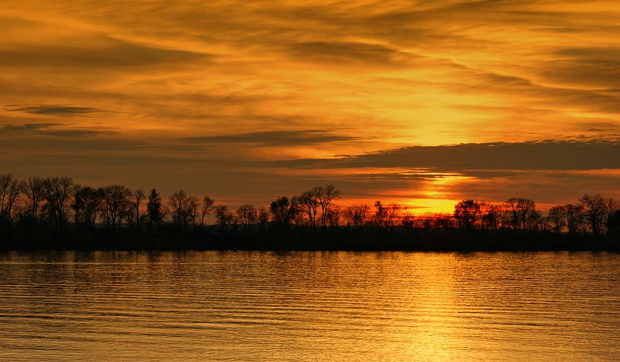 Sunset - Ohio River Photograph by Sandy Keeton