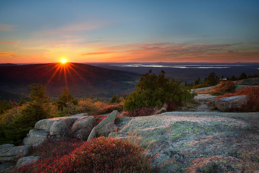 Sunset on Cadillac Mountain Photograph by Darylann Leonard Photography