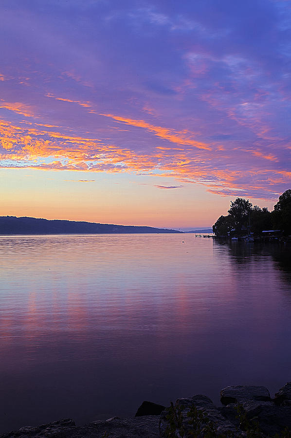 Sunset On Cayuga Lake Cornell Sailing Center Ithaca New York III Photograph by Paul Ge