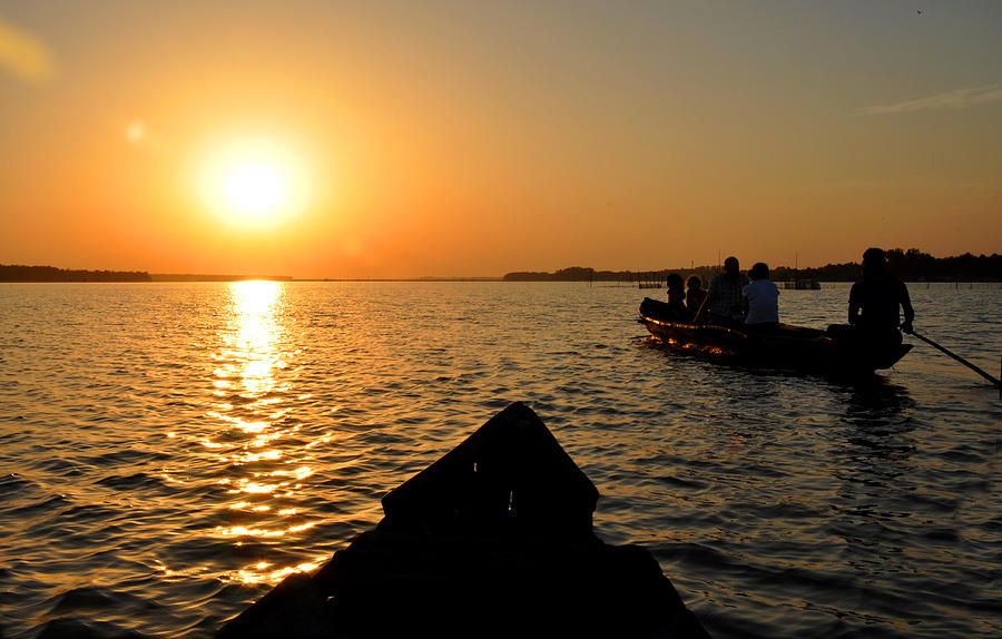 Sunset Photograph - Sunset on Chilika Lake Orissa India by Diane Lent