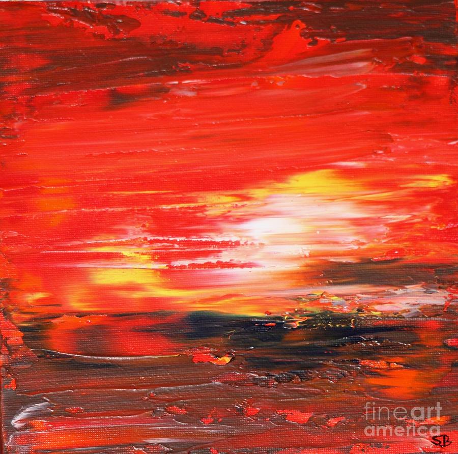 Sunset on fire Painting by Susanne Baumann