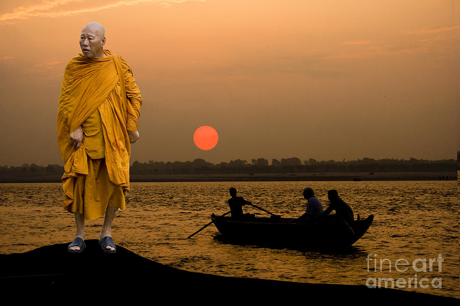 Sunset on Ganges Digital Art by Angelika Drake