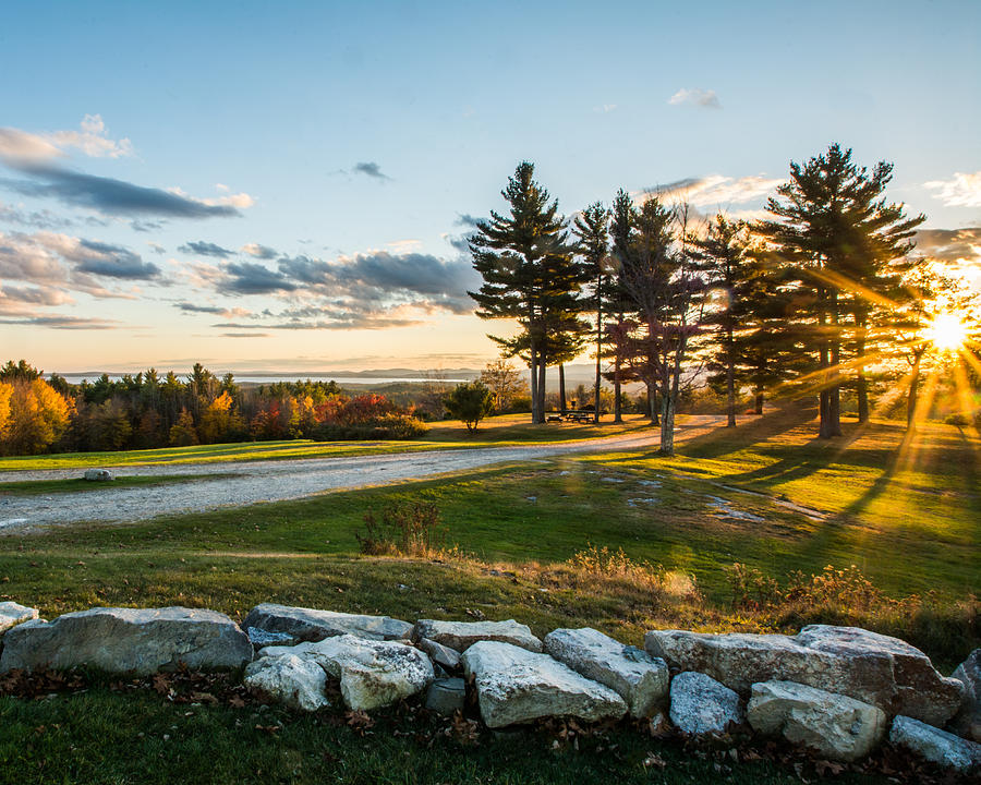 Sunset Photograph - Sunset on Hackers Hill Casco Maine by Dan Dixey