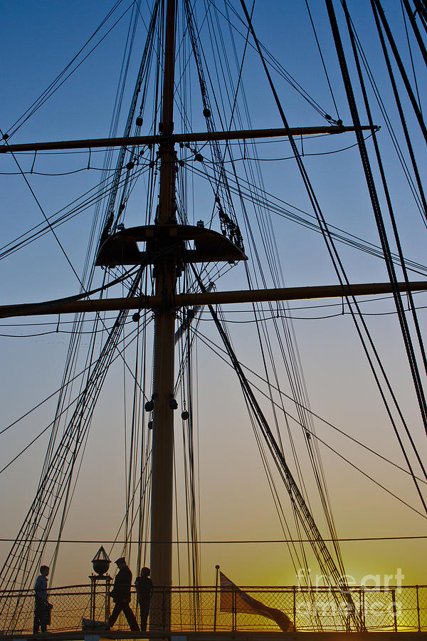 Sunset Photograph - Sunset on HMS Warrior by Terri Waters