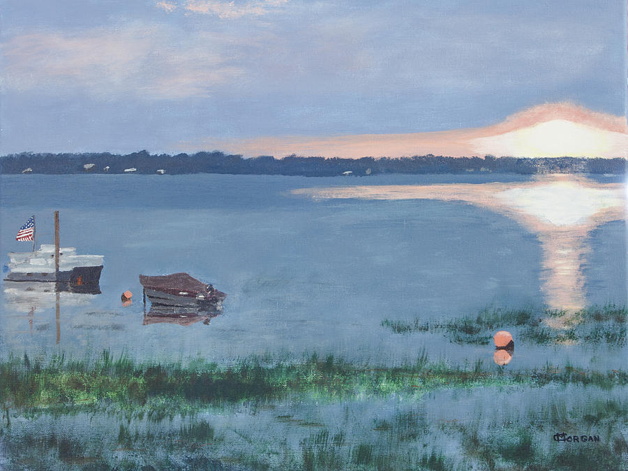 Sunset On Lake Champlain Painting by Cynthia Morgan