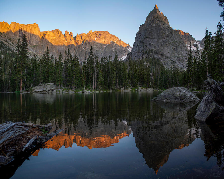 Sunset on Lone Eagle Peak Photograph by Aaron Spong