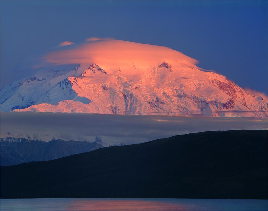 1M1309-Sunset on Mt. McKinley Lenticular Cloud  Photograph by Ed  Cooper Photography