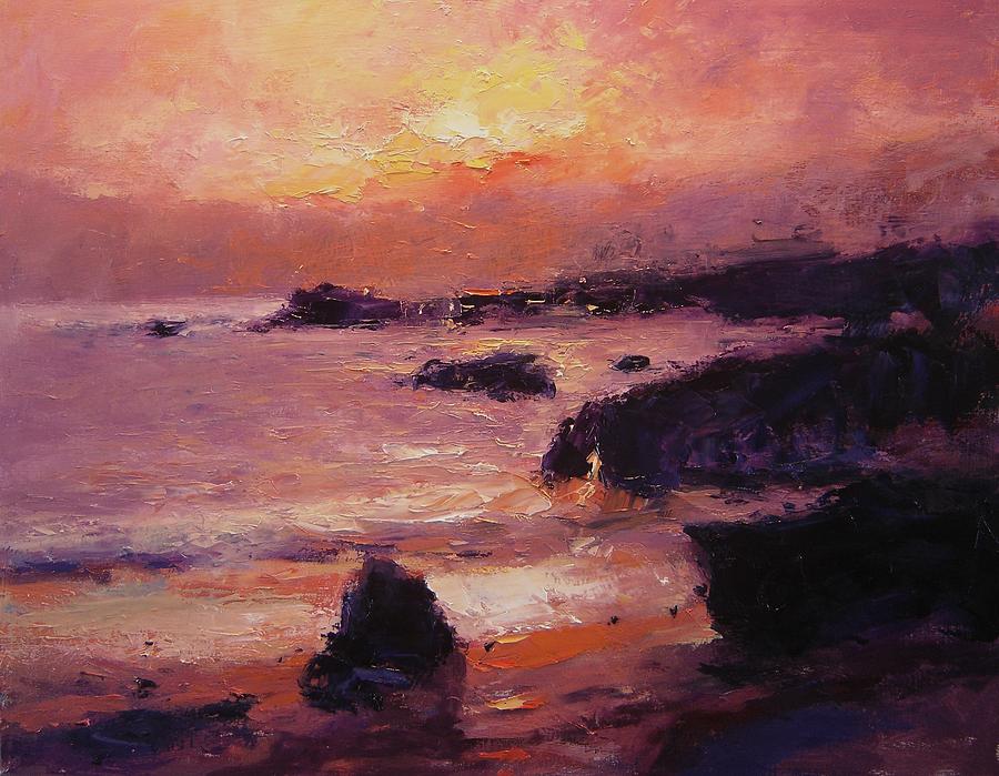 Sunset on Pismo Beach Painting by R W Goetting