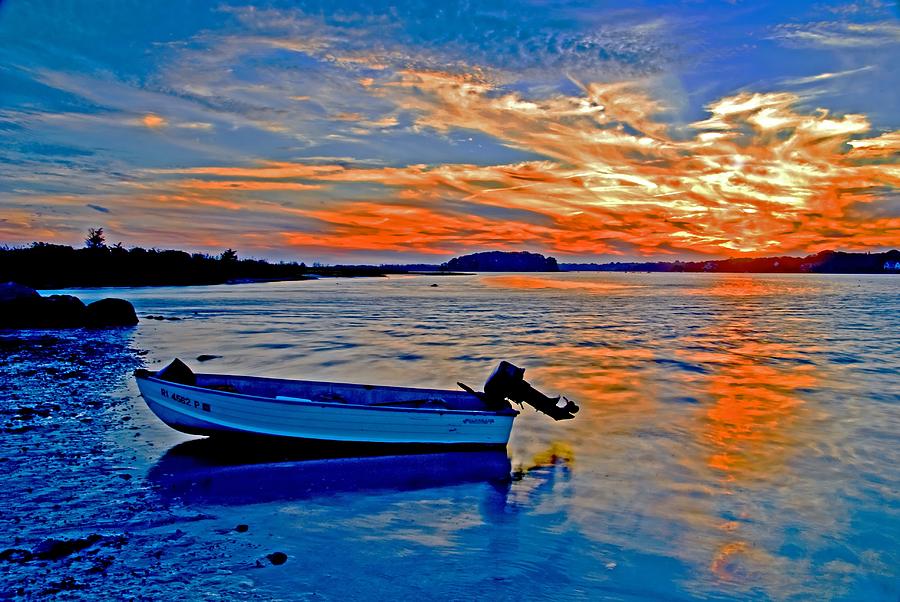 Sunset on Quanochontaug Pond Photograph by Bill Jonscher