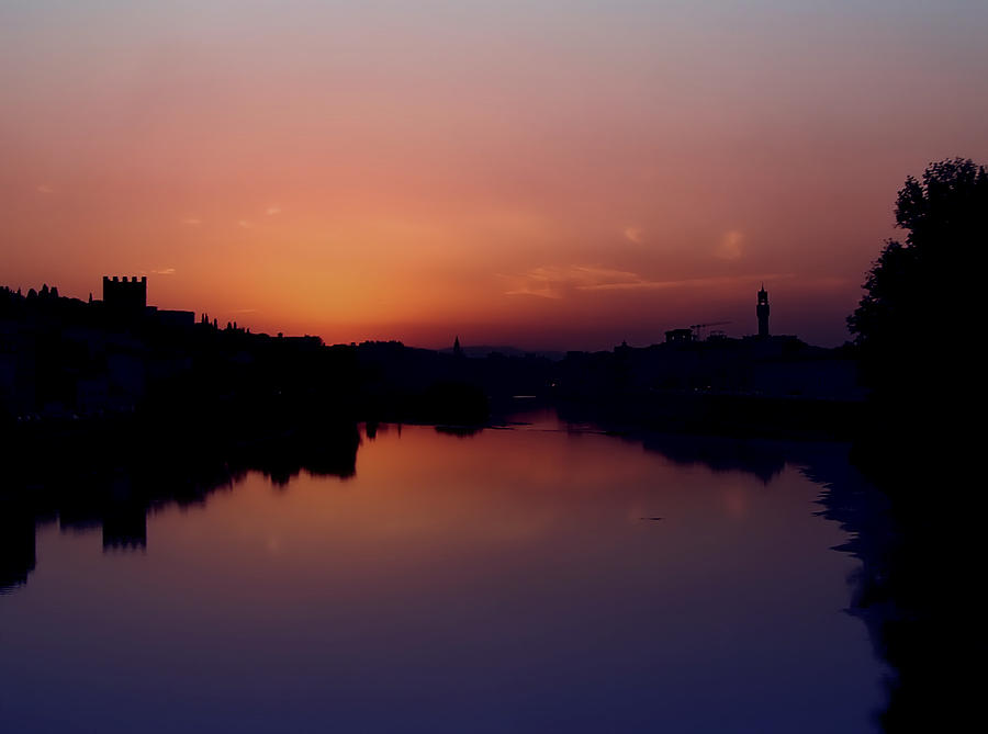 Sunset on the Arno Photograph by Lucinda Walter